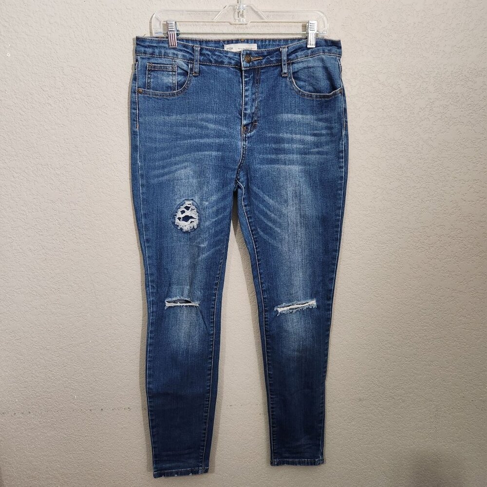 Fox Womens Regular Rise Distressed Jeggings 32 waist